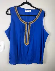Women's St. John's Bay Blue Beaded Tank Top 1X