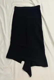 Pinko Asymmetrical Black Knitted Wool Pencil Skirt In S