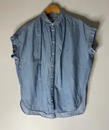 Madewell Chambray Button Up Collared Oversized Blouse Top Small