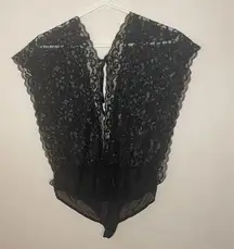 Adore Me Women's Lingerie Lace Mesh See Through Bodysuit Black Size Large