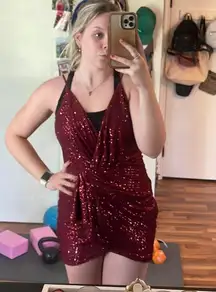 Double Crazy Red Sparkly Dress