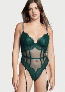 VICTORIA'S SECRET Very Sexy Shine Strap Lace Teddy Garter Lingerie XXL