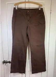 Eddie Bauer Mercer Fit Pants Women 10 Short Brown Khaki Chino Slacks Casual READ