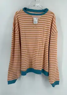We the free oversized stripe crewneck sweatshirt orange pink‎ free people small