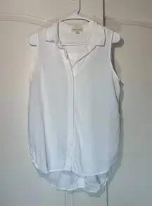 CLOTH & STONE Tank Top Lynden Anthropologie Split Back Button Up White Tencel S