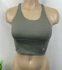 Savvi Army Green Cropped Strappy Athletic Sport Bra Top NEW M