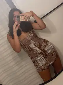 LA Hearts Mini Dress Bandana Brown Print