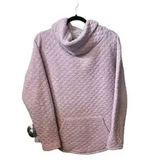 Orvis Pink/Lavender Quilted Cowl Neck Long Sleeve Kangaroo Pocket M Sweatshirt.