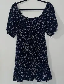 Lily‎ Rose Navy Blue Floral Smocked Dress Size M NWT
