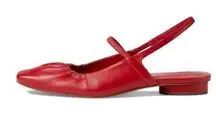 Vince Red Venice Slingback Ballet Flats Square Toe Low Block Heel size 5