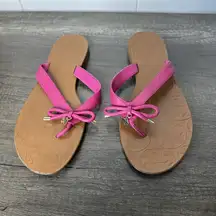 Women's Kate Spade Size 8M New York Charles Leather Thong Flip Flop Sandal Charm