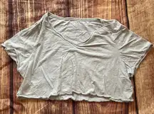 Women’s Aerie Cropped V-Neck Grey Shirt Size XXL