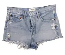 Agolde High Rise Parker Denim Shorts Distressed Light Wash Rapture‎ size 26