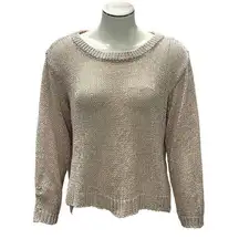 CCC Loose Knit Crop Top Metallic Open Back Sweater Stylish Lightweight Pullover