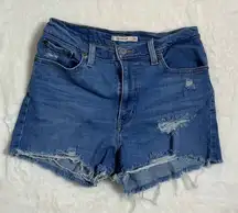 Y2K 90s, Signature by Levi Strauss Blue Jean Shorts High-Waisted Distressed