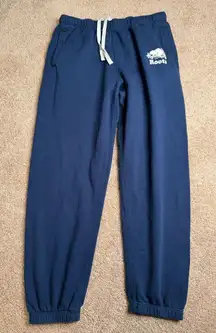 Roots Navy Logo Sweatpants Unisex Men’s Size Medium Women’s Size Large