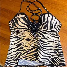 Victoria's Secret Black and Cream Camisole Swim Top