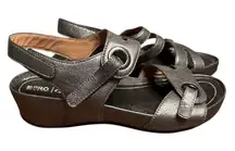 ABEO  Greta - Wedge leather comfort Sandals orthotic in Pewter Size 8