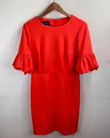 Donna Morgan Scarlet Mid-Length Lantern Sleeves Dress Size 6