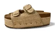 Hey Girl by Corkys  Wannabe Womens Woven Platform Slide Sandals Buckle Tan Size