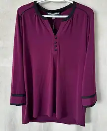 Karl Lagerfeld Purple Blouse with Black Accents NWOT