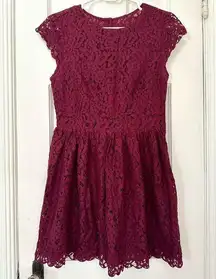 Short Sleeve Lace A-line Dress