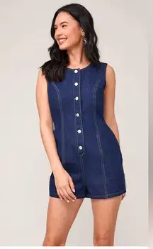 Le Lis Dark Blue Denim Romper