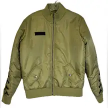 GUESS Luke Lace Up Sporty‎ Bomber Jacket Women’s Size M Olive Green Black Laces