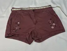 Express Women's Embroidered Burgundy Shorts