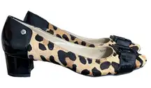 Ellen Tracy Strata Leopard Print Cow Hair Buckle Pumps Black Brown Size‎ 6.5M
