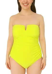 DKNY Bright Yellow Strapless One Piece Swimsuit