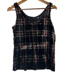 J Crew Velvet Plaid Tank Top Womens Sz 0 Preppy Academia Boxy Professional
