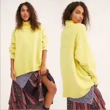 FREE PEOPLE Afterglow Lime Yellow Mock Neck oversized Sweater Top Size small
