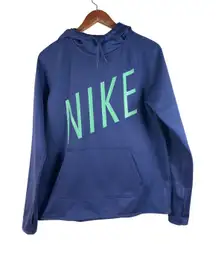 Nike Therma FIT Pullover Hoodie Womens Medium Blue Green Athletic‎ Sweatshirt