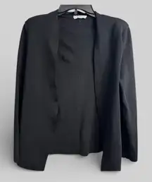 MM Lafleur open front black cardigan viscose blend large capsule old money