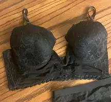 Lace and mesh short corset with deep V plunge Lacey bottom 38B