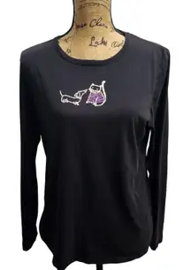 June & Daisy Long Sleeve T-Shirt Cat Dog Rhinestone Black Top Size‎ M