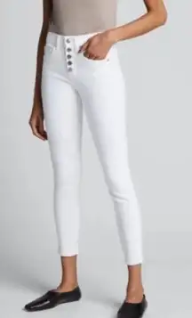 Veronica Beard Debbie Skinny High Rise Jeans White Ankle Button Fly Size 26
