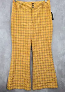 Wild Fable Yellow Plaid Straight Boho Flare Wide Leg Dress Bottom Pants Plus‎ 16