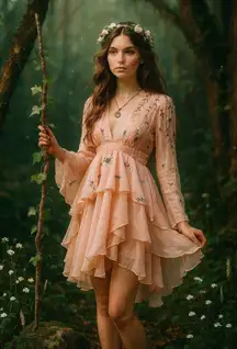 ASOS Pink Embroidered Ruffle Dress Long Sleeve Open Back Cottagecore Mini US 4