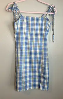 Tilleys Full Tilt Dress Size Medium Plaid Blue Slit Preppy
