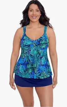 TrimShaper blue Lily modest sz 18 Tankini Swimsuit Top