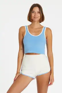 Hammies Terry dolphin shorts in cream and blue poppy size 26 US 2 XS extra small