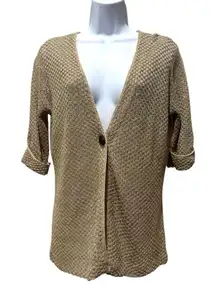 Classiques Entier Tan Open Knit Linen Blend Cardigan Sweater Size S