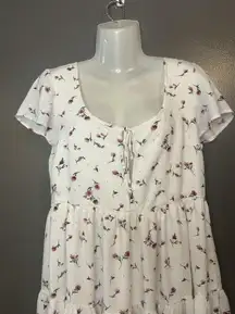 Urban Outfitters Dress Womens Medium White Pink Floral Tiered Babydoll Mini