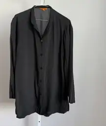 Harari Women's Black Silk Long Sleeve Button Down Shirt Blouse Top M