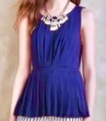 Anthropologie Deletta Corbara Royal Blue‎ Peplum Top