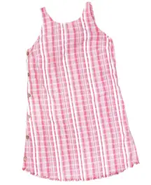 Universal Threads Red & White Plaid Button Detail Tunic Tank Mini Dress