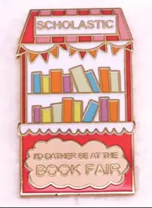 BOOK FAIR Millennial Shopping Enamel Lapel Backpack Pin NEW