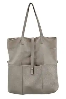 Moda Luxe Tote Shoulder Bag Pebbled Leather Suede Tan Beige